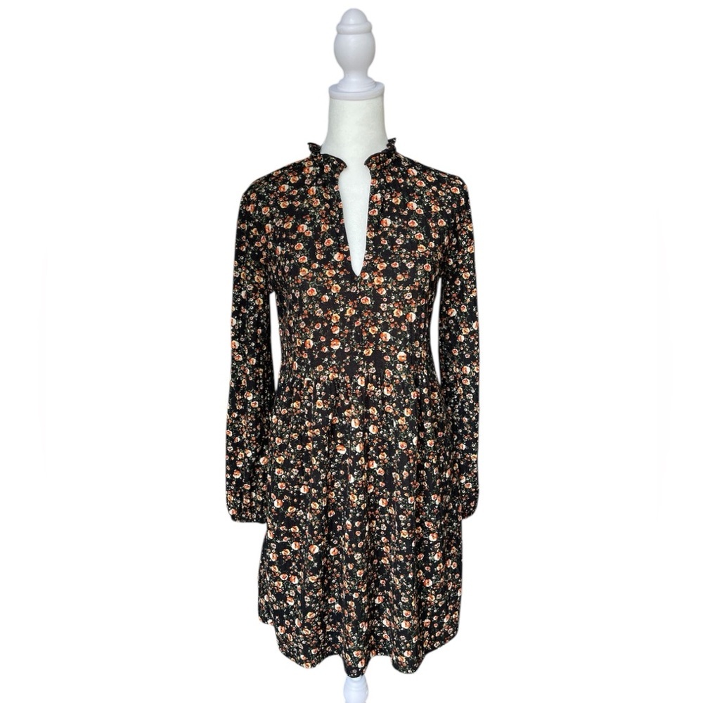 🧡ZARA Floral Long Sleeve Dress, Small. See description & measurements in photos.